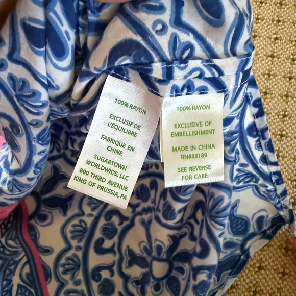 EUC Lilly Pulitzer Sydney Caftan Tunic Top w Tassels - Picture 8 of 9